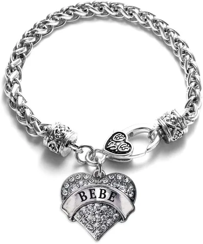 Vista 149 de Pulsera de plata con dije de corazón pavé con joyas de circonita cúbica