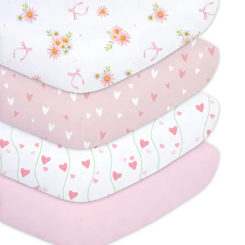 Vista 18 de Sábanas ajustadas para cuna para bebés niños 3 Pack, juego de sábanas de cuna de microfibra extra suave de 28" x 52" para colchón de cuna de bebé
