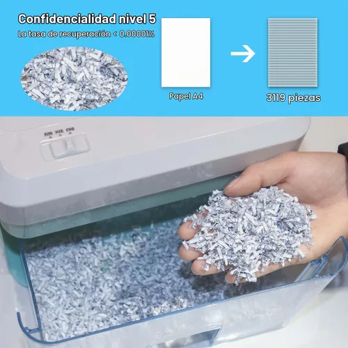 Vista 2 de Generic Mini trituradora de papel de escritorio con microcorte, trituradora de papel pequeña eléctrica para uso en casa y oficina, mini trituradora