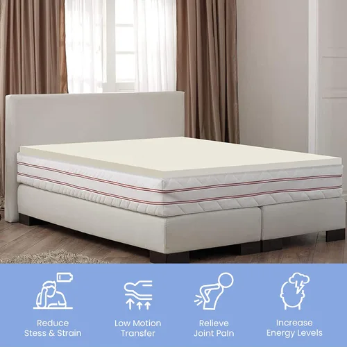 Vista 5 de Greaton Cubrecolchón de espuma de 2 pulgadas con soporte corporal perfecto, cubrecama cómodo y suave para una máxima relajación, mejora el dolor