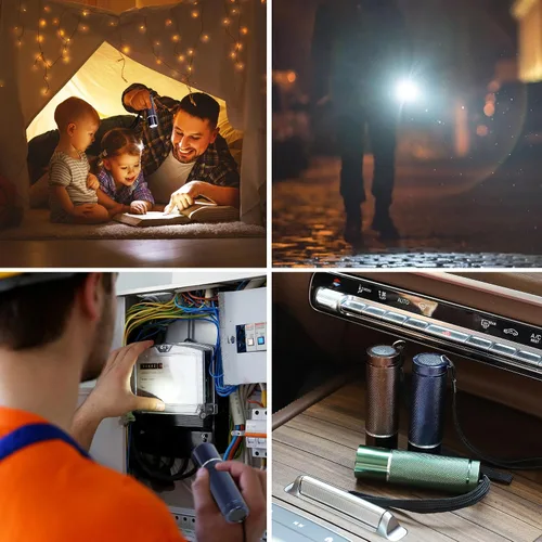 Vista 8 de FASTPRO Juego de 36 linternas, linternas LED de aluminio que incluyen pilas AAA y cordón, linterna súper brillante de 100 lúmenes para recuerdos