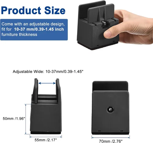 Vista 2 de uxcell Elevadores de cama de 2 pulgadas con abrazadera de tornillo ajustable, 4 elevadores de muebles para cama, escritorio, sofá, mesa, apto