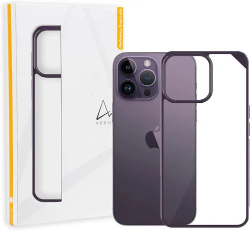 Vista 13 de Armor Funda Signature para iPhone 14 Pro (transparente con cinta gris)
