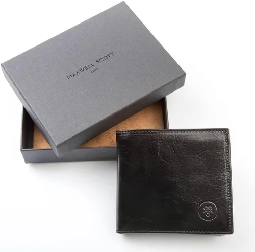 Vista 6 de Cartera de cuero de lujo para hombre con bolsillo para monedas The Ticciano Hecho a mano en Italia, Negro -, Classic