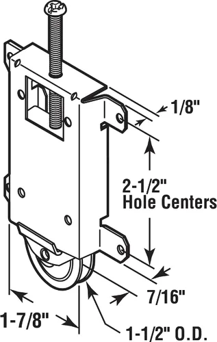 Vista 3 de Prime-Line N 6870 - Conjunto de rodillo para puerta de espejo, 1-1/2 pulgadas, carcasa de acero y rodamientos de bolas, rueda de plástico cóncava