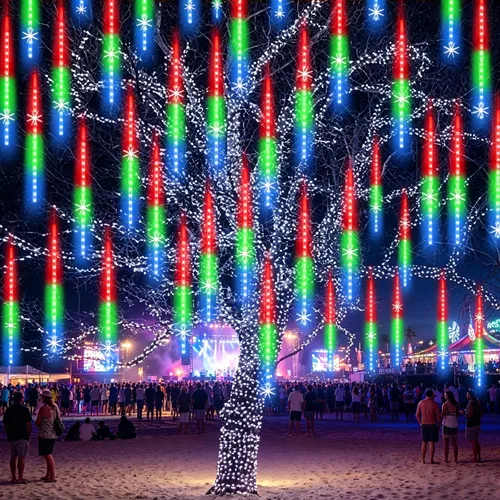 Vista 18 de EAGWELL Luces de Lluvia de Meteoros de Navidad, 20 en 20 Tubos Luces de Lluvia en Cascada con Cambio Automático con 12 Modos, Decoración Navideña
