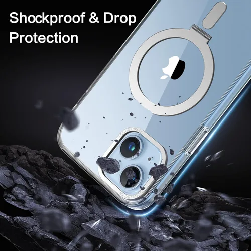 Vista 7 de DUEDUE Funda magnética para iPhone 14, funda para iPhone 13 con soporte invisible [compatible con Magsafe], funda protectora de cuerpo completo