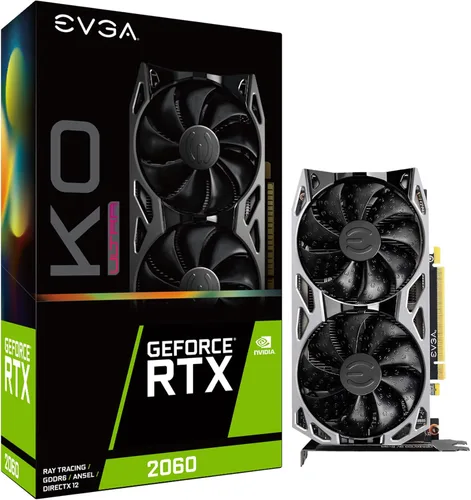 Vista 10 de EVGA 06G-P4-2066-KR GeForce RTX 2060 KO Gaming, 6GB GDDR6, ventiladores duales, placa trasera de metal