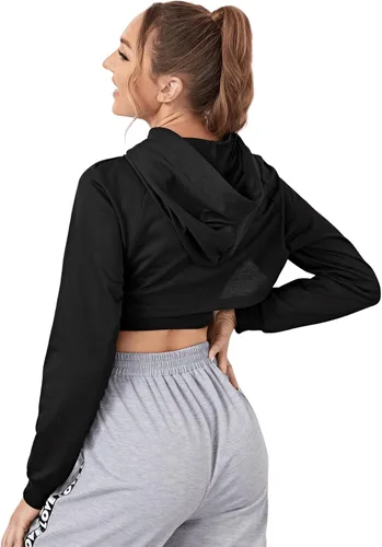 Vista 2 de SweatyRocks Sudadera básica de manga larga con cordón para mujer
