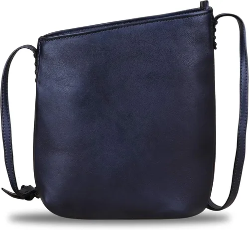 Vista 2 de LRTO Bolsos cruzados de cuero genuino para mujer, bolso retro hecho a mano, pequeño diseñador lindo bolso de hombro