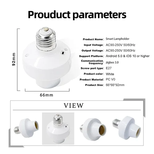 Vista 2 de Adaptador de enchufe de luz, control remoto de protocolo Zigbee,Adaptador de bombilla E26/E27, control remoto de aplicación, adaptador de corriente