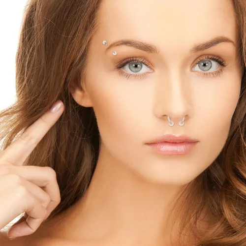 Vista 6 de Juego de 44 piezas de piercings de nariz transparentes, juego de piercings de acrílico para labios, flexible para nariz, lengua, vientre, ceja