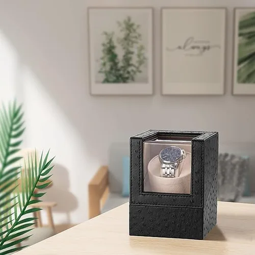 Vista 6 de Enrollador automático de un solo reloj con motor Mabuchi japonés silencioso, adaptador de CA o funciona con pilas (batería no incluida), Reloj Winder