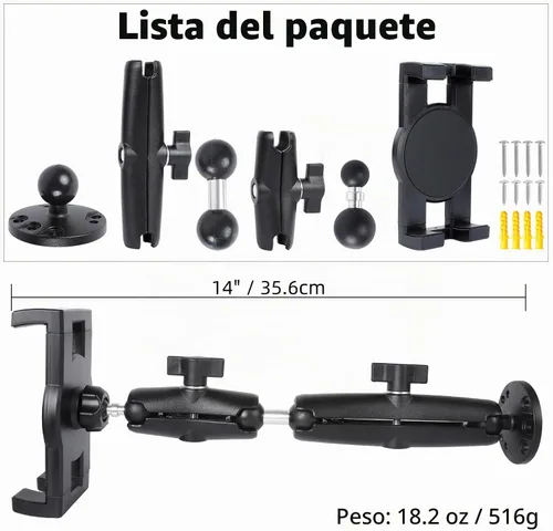 Vista 7 de Soporte de tablet para camión, base de taladro resistente con brazo de aluminio para tableta, automóvil, pared, barco, escritorio, compatible