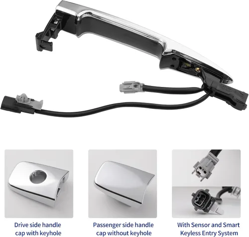 Vista 4 de Manijas de puerta exteriores cromadas (2 unidades, izquierda y derecha) con sensor de entrada de llave inteligente, compatible con Nissan