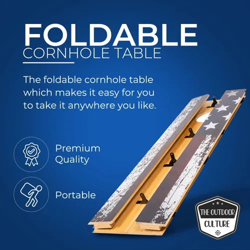 Vista 2 de Juego plegable de Cornhole – Juego de 4 x 2 pies para exteriores, para césped, patio trasero, playa y portón trasero – El juego incluye 8 bolsas