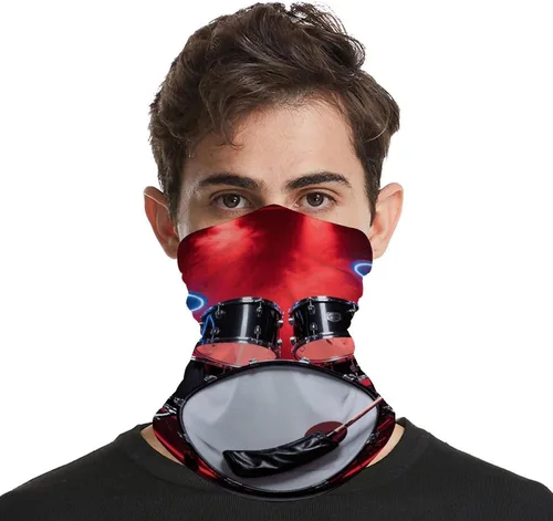 Vista 4 de Cool Drum Set Neck Gaiter for Men Women Upf 50+ Sun Protection Balaclava Face Mask Cover Moisture Wicking & Quick Dry Neckerchief Seamless Ski Mask