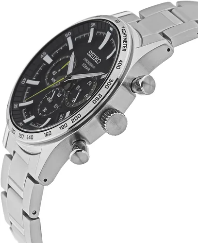 Vista 3 de SEIKO Reloj cronógrafo de cuarzo con esfera negra para hombre SSB413P1, Negro -, Cronógrafo, reloj de cuarzo