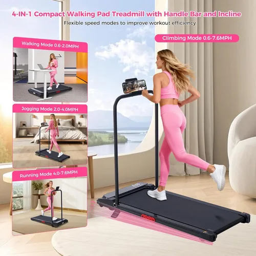 Vista 13 de Walking Pad with Incline and Handle Bar, 2026 Upgrade Electric Small Walking Pads Treadmills with Handles, Compact Treadmills for Home Small Spaces
