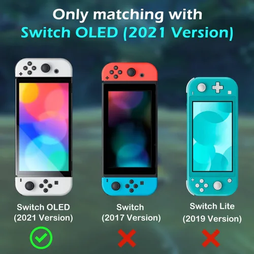 Vista 8 de DLseego Switch OLED Protective Case Dockable Hard Shell Anti-Scratch Cover Joycon Accessory Skin with 6PCS Thumb Grips Caps and 2Pc Screen