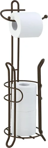 Vista 8 de SunnyPoint Soporte de papel higiénico independiente con almacenamiento, capacidad para 3 rollos de repuesto, acero resistente, acabado negro, fácil