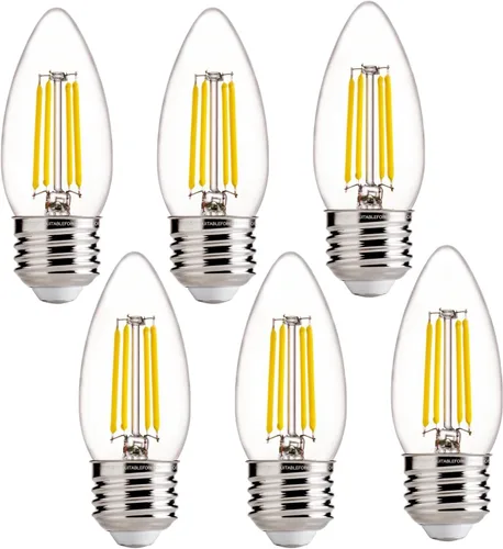 Vista 27 de FLSNT Bombillas LED de Araña Equivalentes a 40W, Bombillas LED Ámbar Regulables B11 E26 Base de Candelabro, 2200K Blanco Cálido, 330LM, Paquete de 6