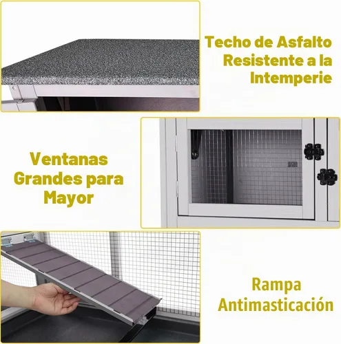Vista 4 de Aivituvin Rabbit Hutch - Jaula de conejito para interiores y exteriores, 2 pisos, casa de mascotas, jaula de conejillo de indias con ruedas, 36 Gris