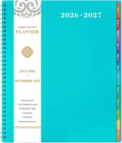 Vista 14 de Agenda mensual 2026 - Agenda 2026, agenda de enero 2026 a diciembre 2026, calendario mensual de 12 meses con pestañas y bolsillo, etiquetas
