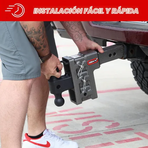 Vista 2 de GEN-Y Hitch Enganche de caída con soporte de doble bola para receptor de 2 pulgadas, caída de 5 pulgadas con 3 posiciones ajustables, capacidad
