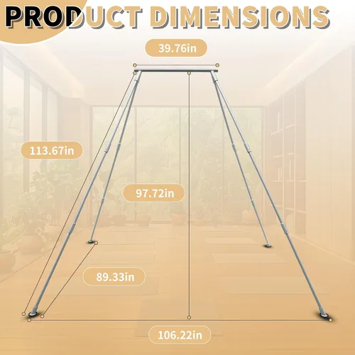 Vista 5 de HECASA 8.1 FT Aerial Yoga Stand 550lbs Max Capacity for Indoor and Outdoor Fitness Bodybuilding Height Adjustable for Yoga Frame
