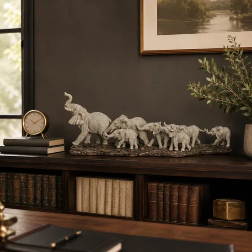 Vista 6 de Comfy Hour - Estatua decorativa de elefante africano extra grande de 15.55 pulgadas, escultura realista de resina de vida silvestre de safari