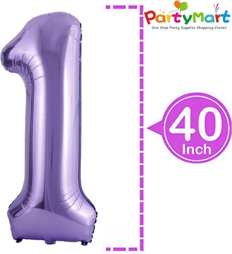 Vista 2 de Globos de papel aluminio púrpura número 1, 40 pulgadas