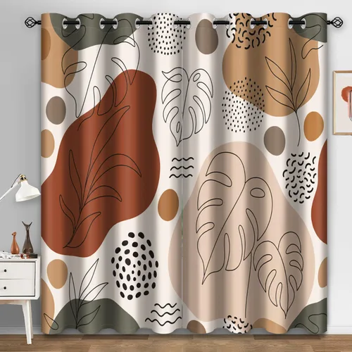 Vista 14 de Aimego - Cortinas opacas rústicas con flores de girasol, cortinas para oscurecer la habitación, estilo granja, paneles de madera, mariposas azules
