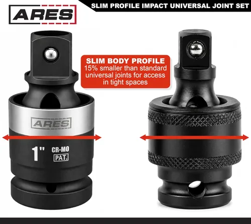 Vista 3 de ARES 2061002 Junta universal de impacto delgado de 1 pulgada, giro de 360° Impact rated U-joint features slim profile for enhanced access