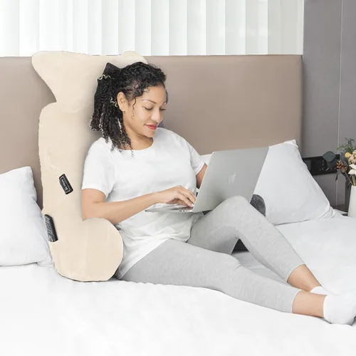 Vista 6 de SLIGUY Almohada de lectura, almohada de descanso para cama con rollo de cuello desmontable y brazo de apoyo superior para sentarse en la cama, sofá
