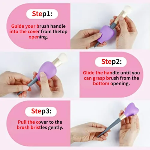 Vista 5 de Paquete de 15 brochas de maquillaje reutilizables, fundas de silicona, protector de cepillo cosmético, juego de brochas para sombra de ojos