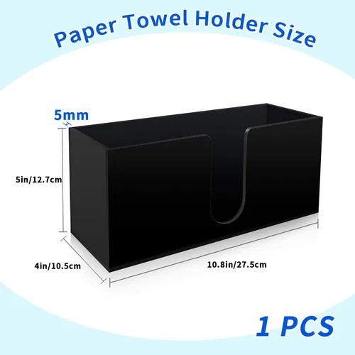 Vista 3 de Toallero de papel para encimera, 1 paquete de dispensador de servilletas acrílicas negras Fits Multifold, C-Fold & Z-Fold Trifold Towels, Durable