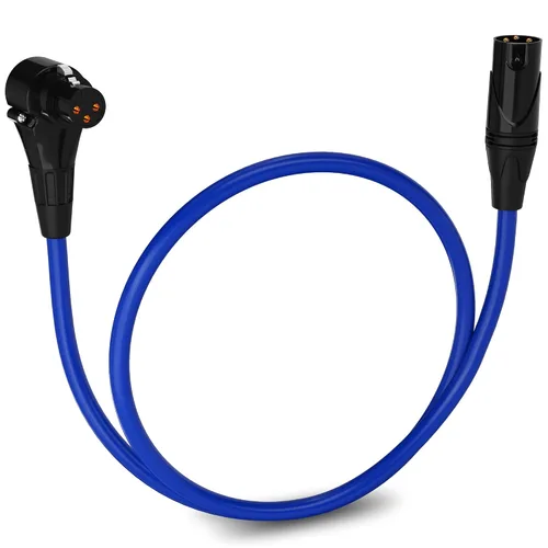 Vista 164 de LyxPro Cable de micrófono XLR hembra a macho de ángulo recto de 3 pines de 1.5 pies para altavoces amplificados, interfaz de audio, rendimiento