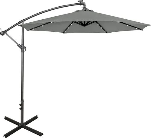 Vista 12 de WO Home Furniture Patio LED Umbrella 10ft Cantilever, Stand, Base Kits Verde oscuro