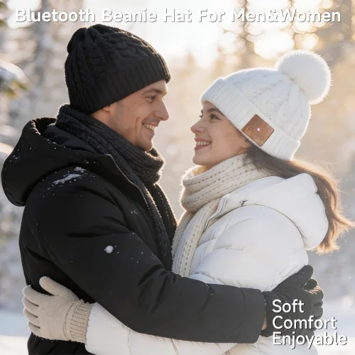 Vista 3 de Gorro Bluetooth con auriculares para deportes al aire libre, regalo Negro