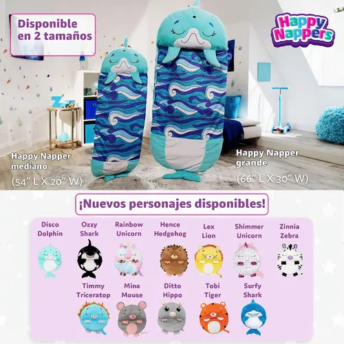 Vista 4 de Happy Nappers Almohada 2 en 1 y saco de dormir Dolphin, 66x30 grande