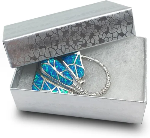 Vista 15 de TheDisplayGuys - Paquete de 100 cajas de cartón rellenas de algodón #33 para joyas, papel de aluminio plateado (3.5 x 3.5 x 1.0 pulgadas)