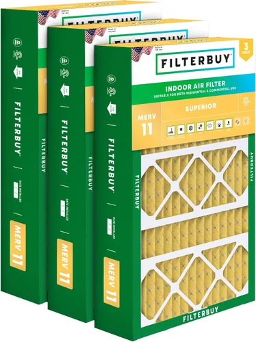 Vista 19 de Filterbuy Filtro de aire MERV 11 de 10 x 17 x 2 pulgadas para defensa de mascotas y alergias (paquete de 3), filtros exteriores plisados