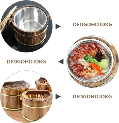 Vista 5 de DOITOOL Cuenco de enfriamiento de arroz para sushi, cubo de arroz de madera, barril de arroz de madera, Hangiri Sushi Oke, tina mezcladora de arroz
