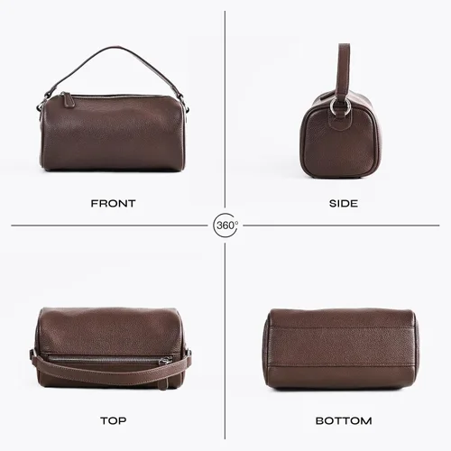 Vista 7 de Prite Leather Crossbody Bag for Women Minimalist Cylinder Shoulder Bag with Adjustable Strap Soft Barrel Purse