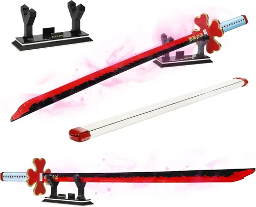 Vista 9 de TOY PLAYER Juego de construcción de espada de demonio, espada de Agatsuma Zenitsu con vaina y soporte - Compatible con conjuntos de Lego