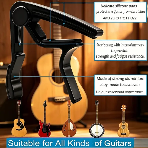 Vista 2 de Guitarra Capo Guitarra Abrazadera Kapo para Bajo Eléctrico Acústico Ukelele