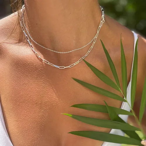 Vista 58 de Collares en capas para mujer, chapados en plata, delicada cuerda torcida de serpiente, delicado collar en capas, gargantilla de diferentes