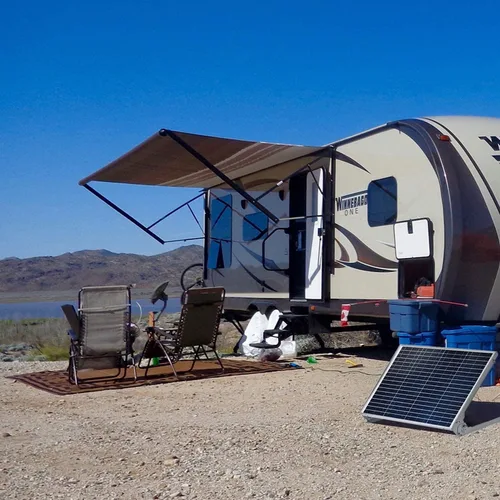 Vista 6 de SUNER POWE - Soportes de montaje en panel solar ajustables de 50 W, soportes inclinables de montaje plegables para pared, techo, caravana y sistema