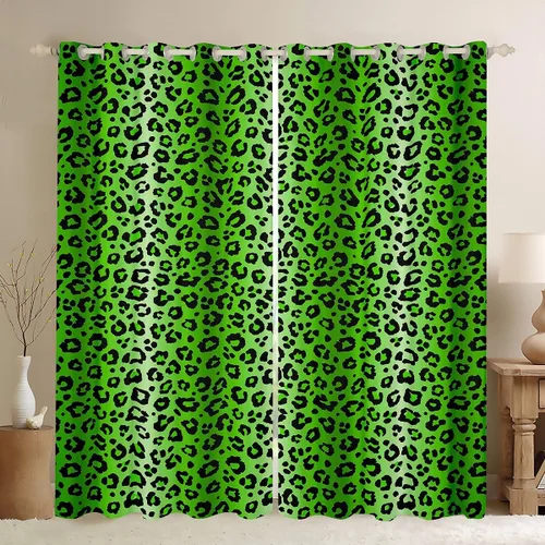 Vista 27 de Feelyou Cortinas opacas con estampado de leopardo de 30% a 50%, cortinas de oscurecimiento con estampado de guepardo para dormitorio, para niños